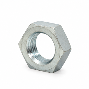 Angled Silver Hex Nut on White 8J JIC LOCK NUT