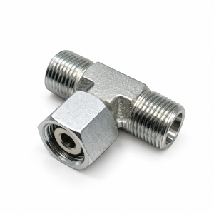 Metallic T-Shaped Hydraulic Fitting BD METRIC FEMALE 24" X METRIC MALE 24"H.T TEE BD-36