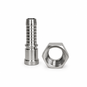 Stainless Steel Fittings on White ORFS Female Flat Seat