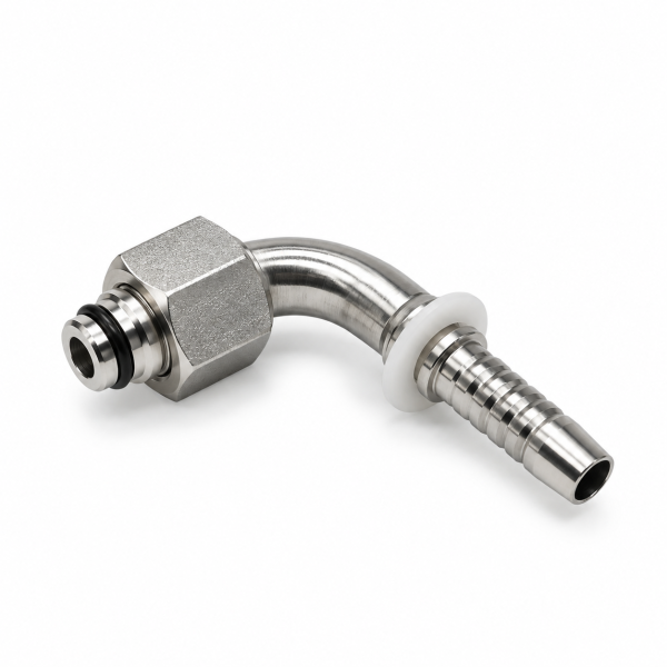 Stainless Steel Hydraulic Elbow Fitting-3 90°METRIC FEMALE 24°CONE O-RING L.T.