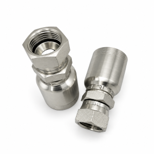 Stainless Steel Hydraulic Fittings on White 3J9 JIC FEMALE 74" SEAT (90" ELBOW)